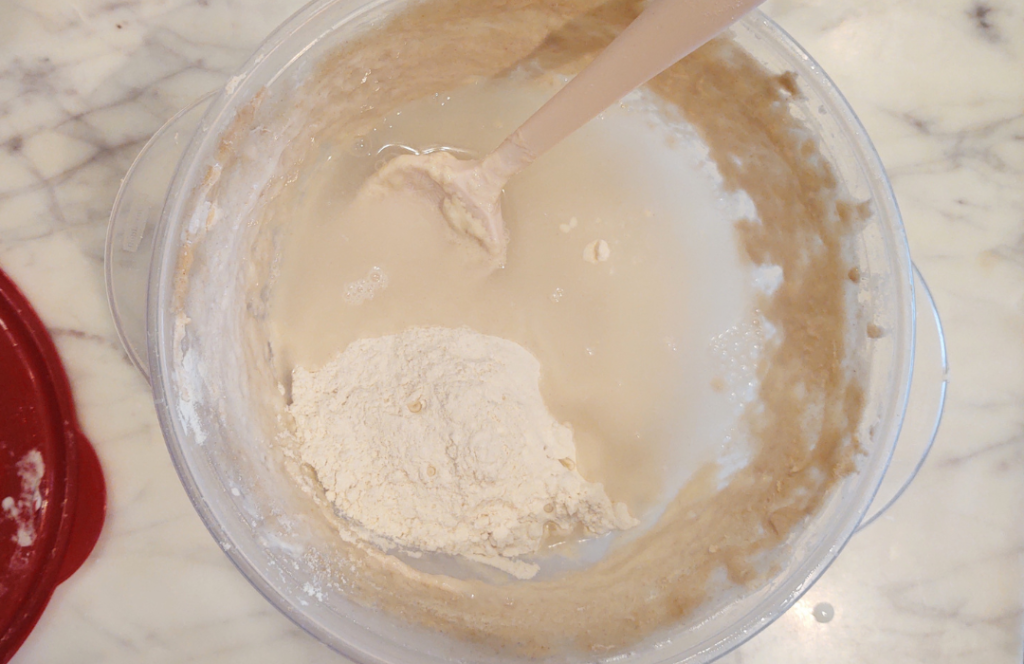 Adding water to sourdough starter
