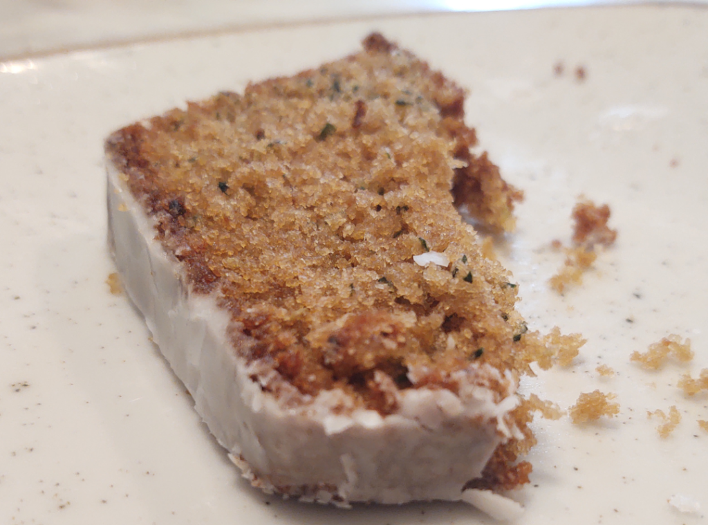 eating zucchini bread with freshly milled flour