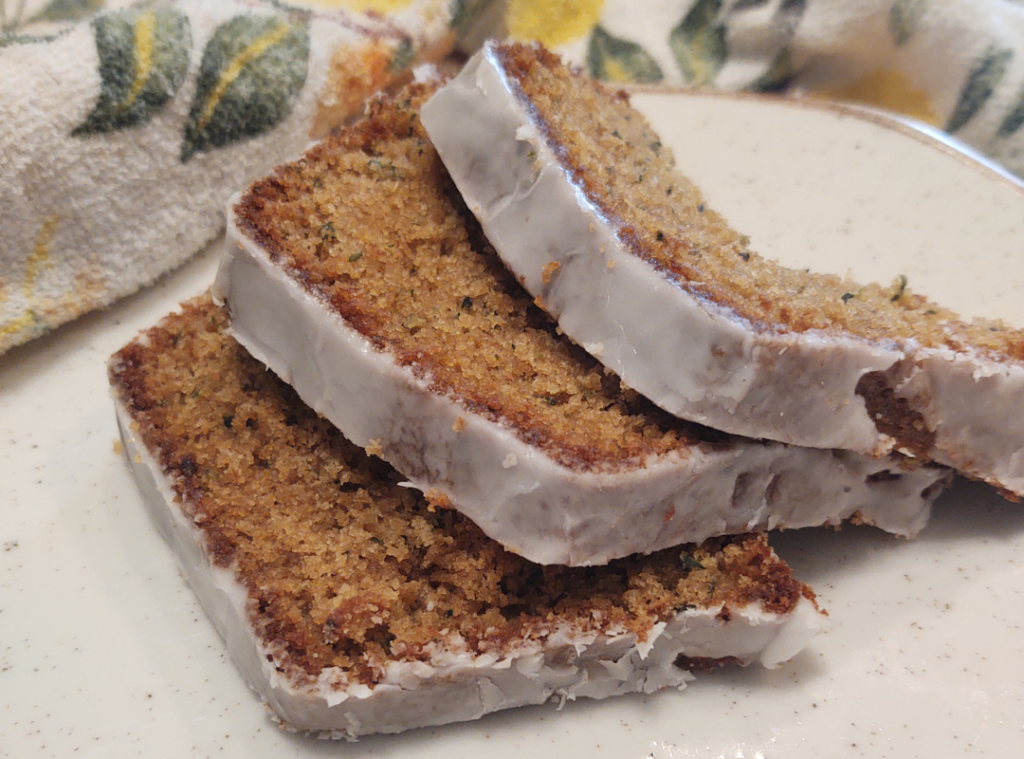 sliced zucchini bread made with freshly milled flour