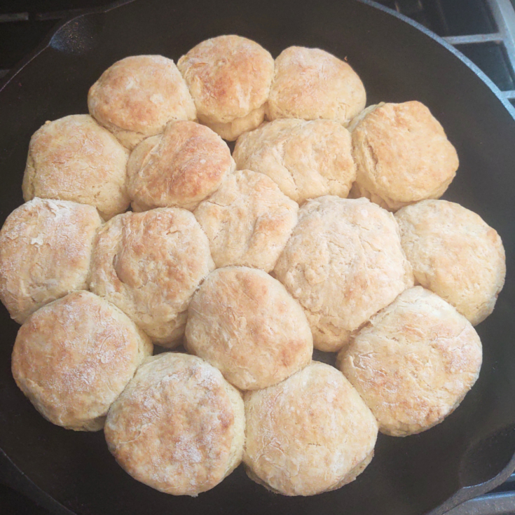 Sourdough biscuits in cast iron pan