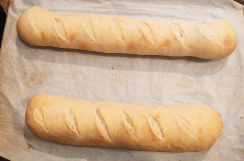 two baked french breads