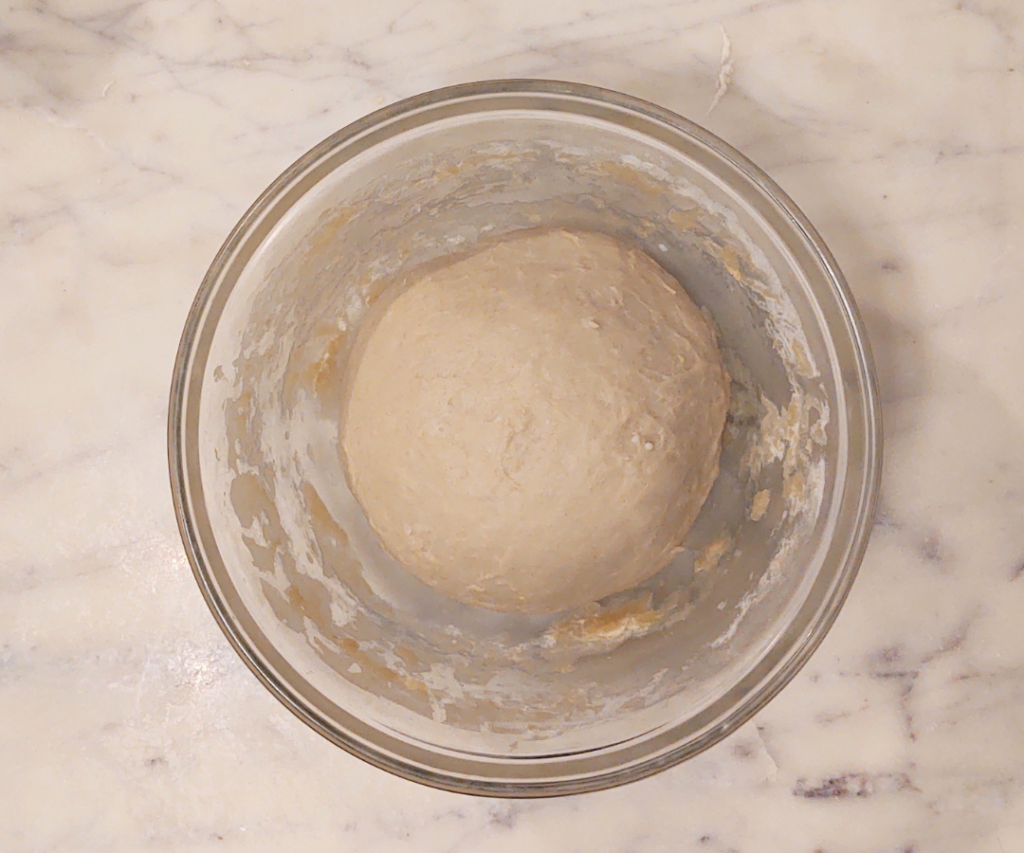 sourdough cinnamon roll dough before rise