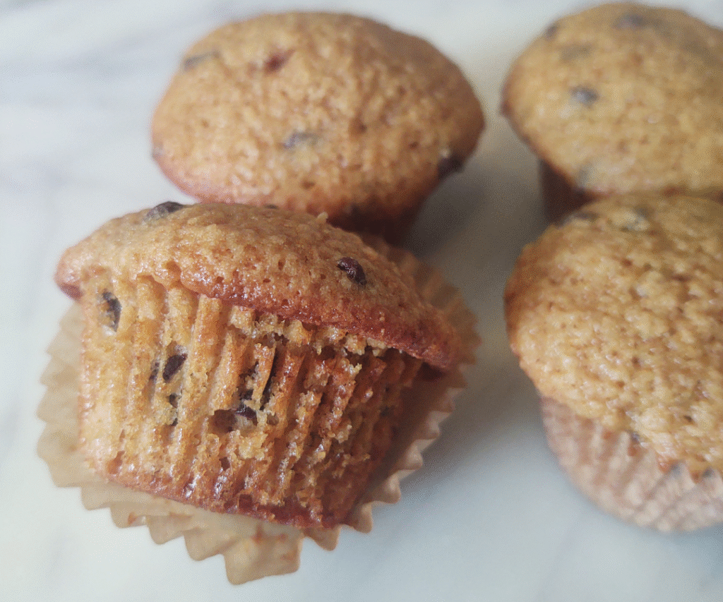 mini chocolate chip muffin with liner off