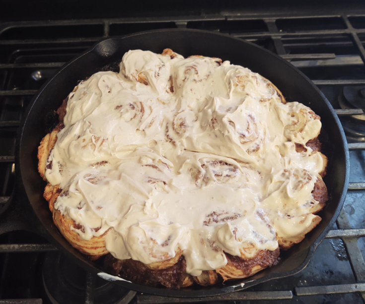 frosted sourdough cinnamon rolls