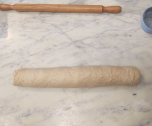 rolled up sourdough cinnamon roll dough