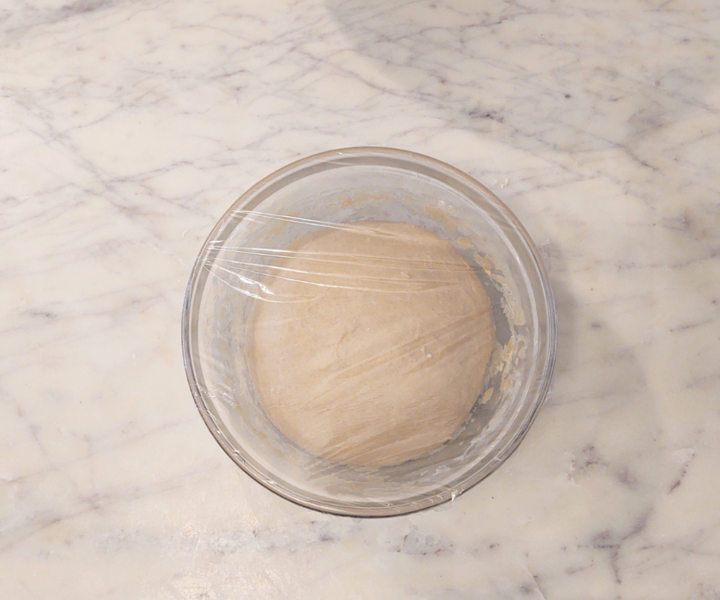 sourdough cinnamon roll dough after rise