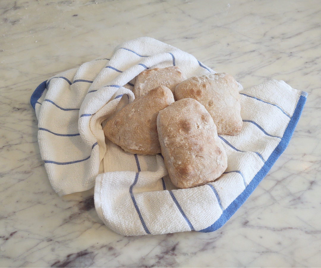 sourdough ciabtta on towel