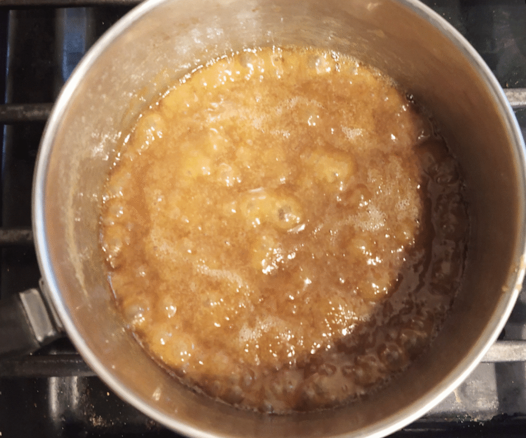 boiling butter and brown sugar
