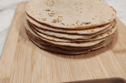 side view soft white wheat tortilla