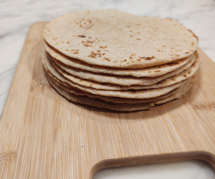 side view soft white wheat tortilla