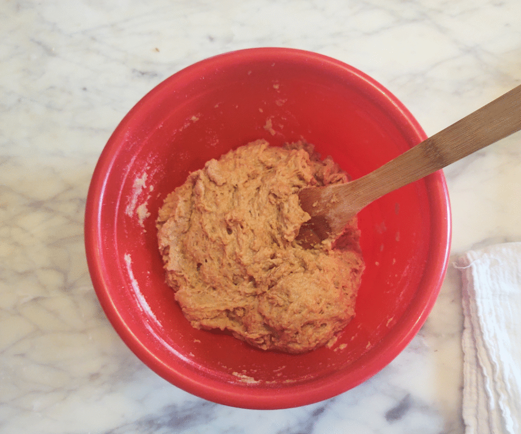 mixing dough and resting