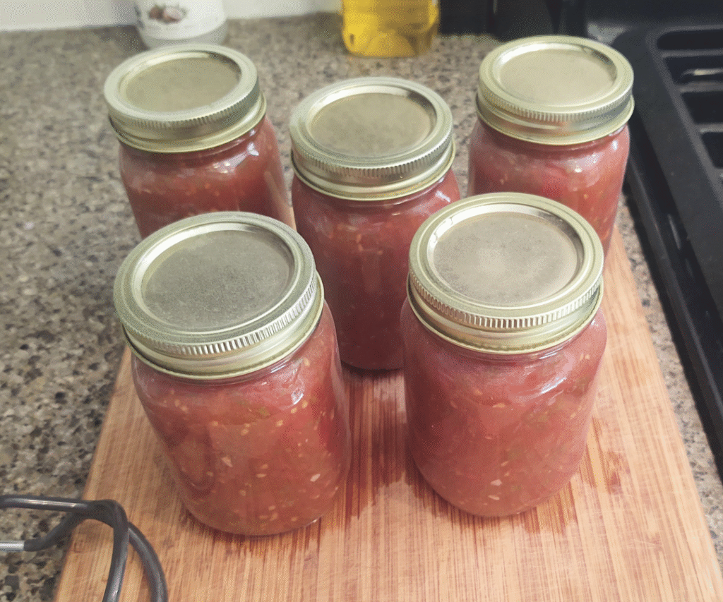 salsa cooling off in jars