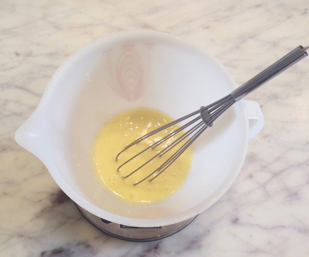 mix together egg and oil