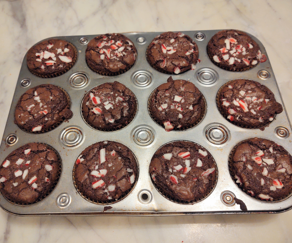 baked peppermint brownie bites with rye flour