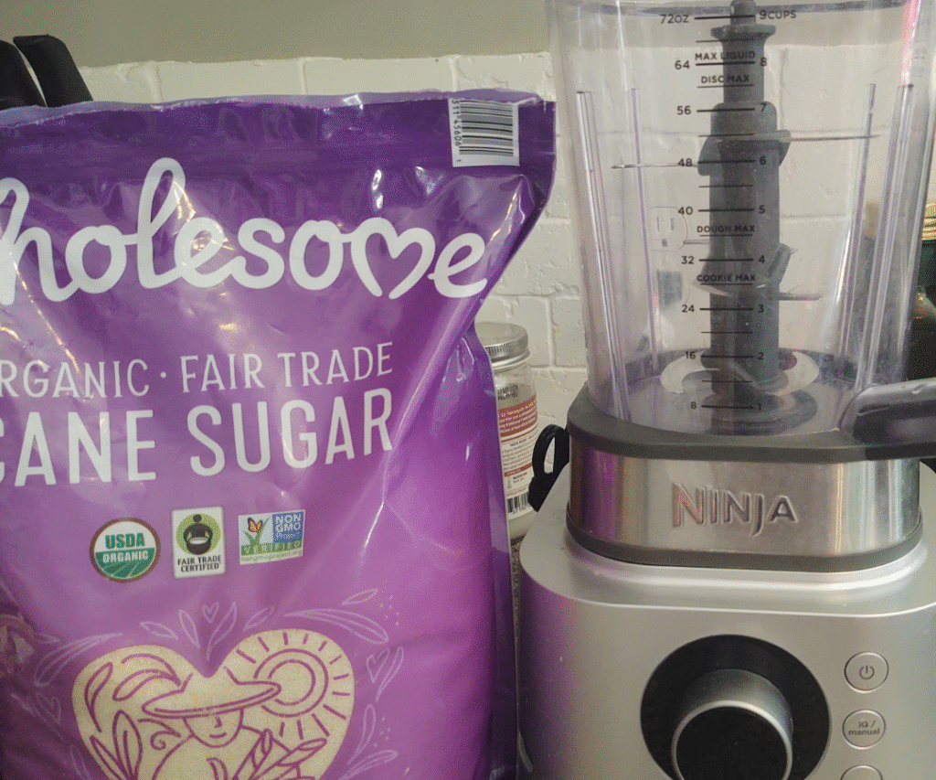 cane sugar and blender