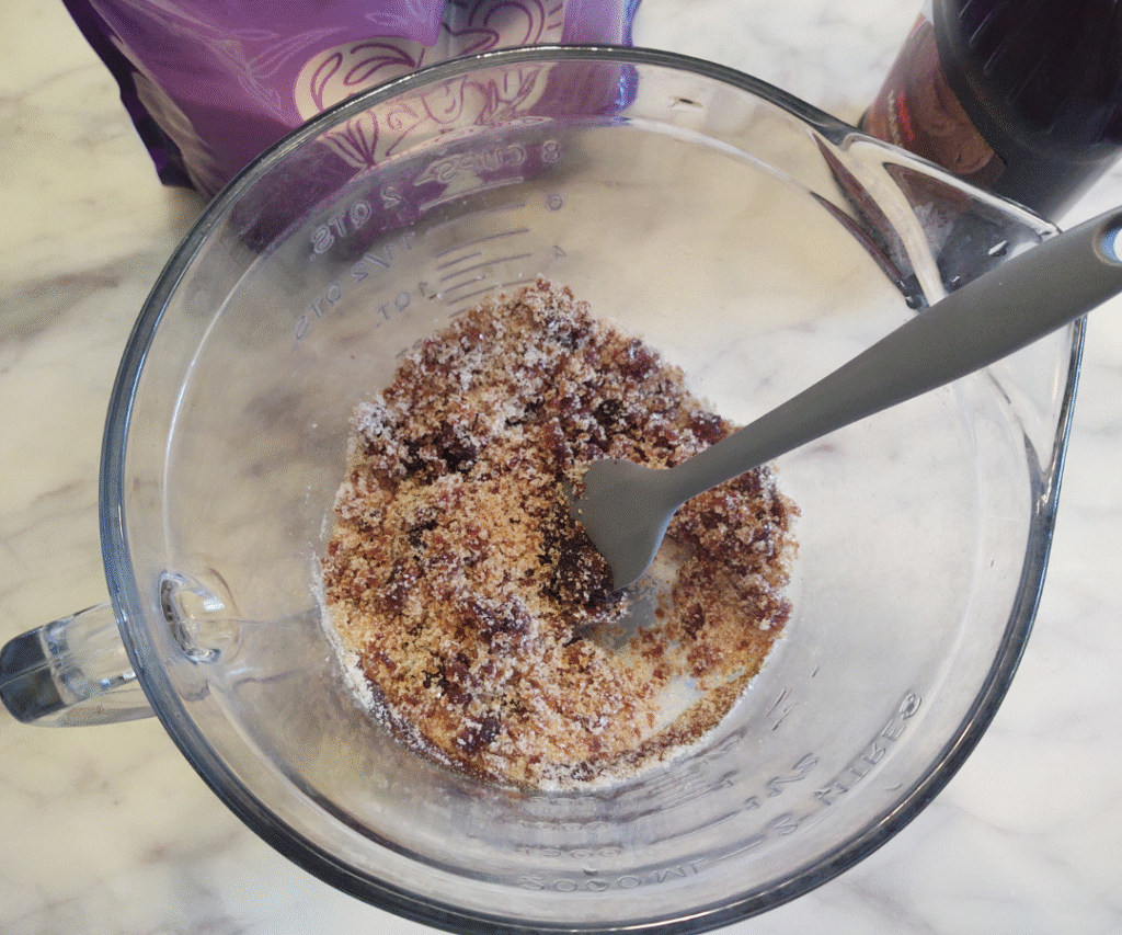 mixing cane sugar and molasses