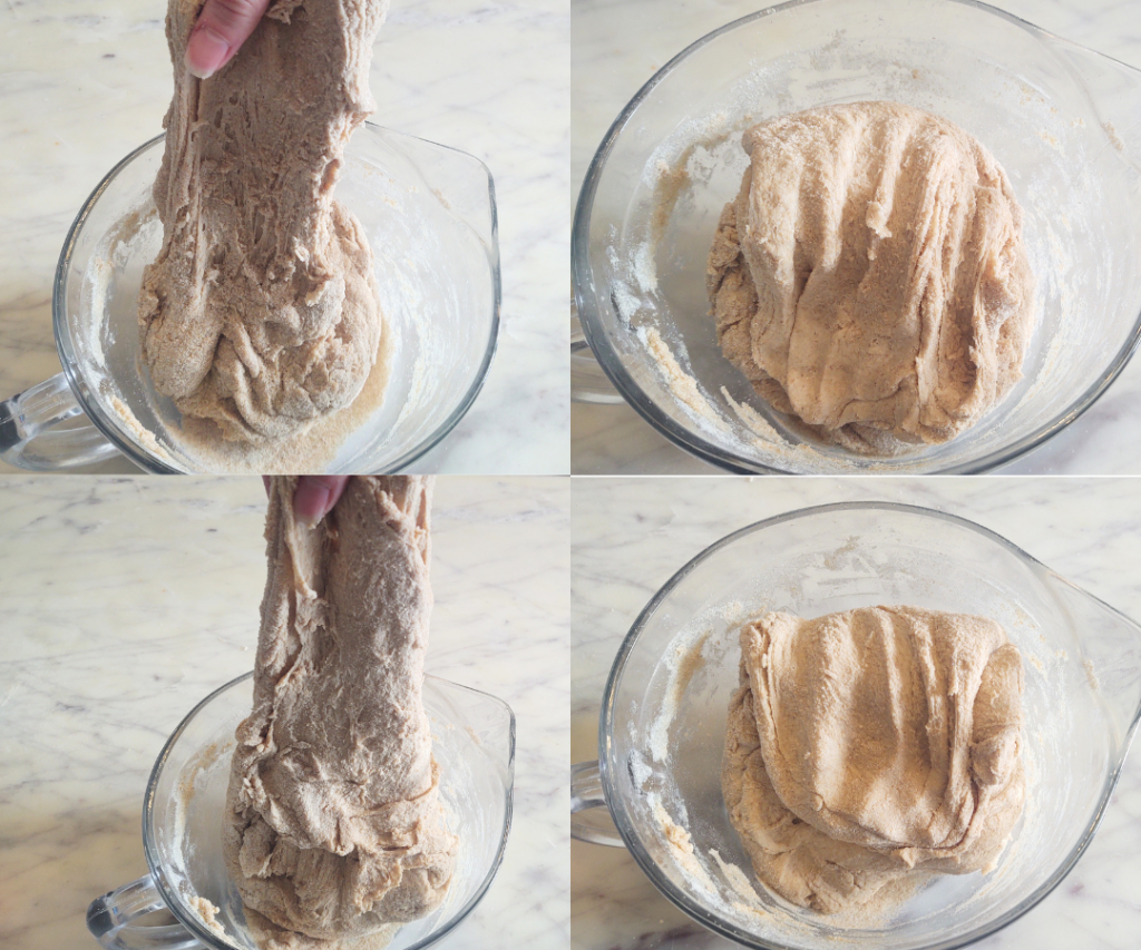stretch and folding bagel dough