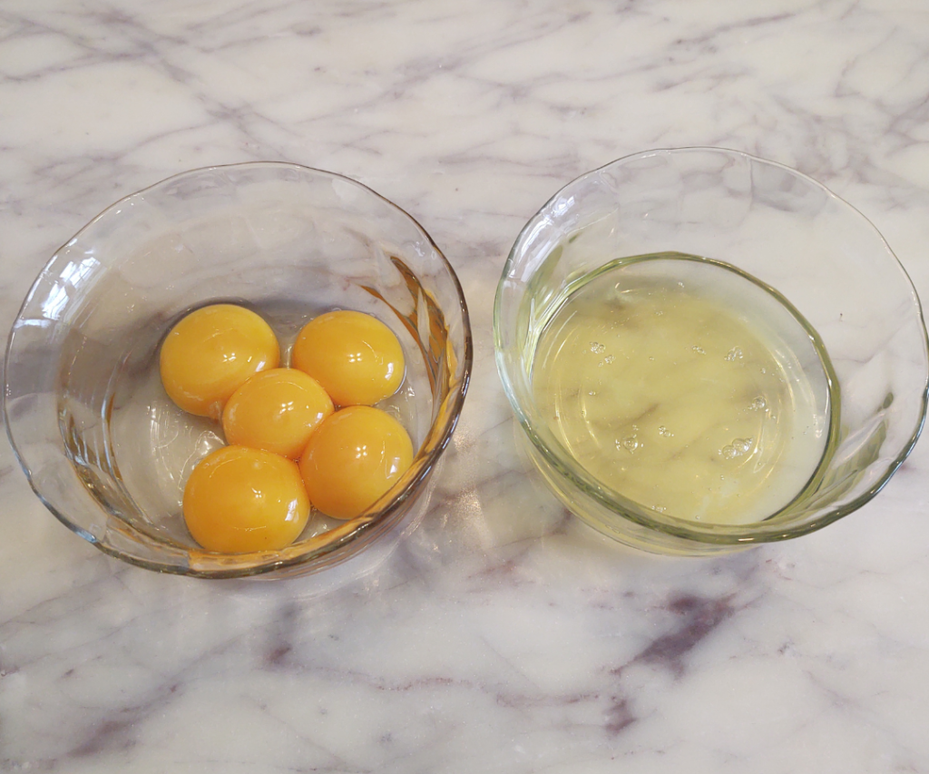 separated egg yolks and whites