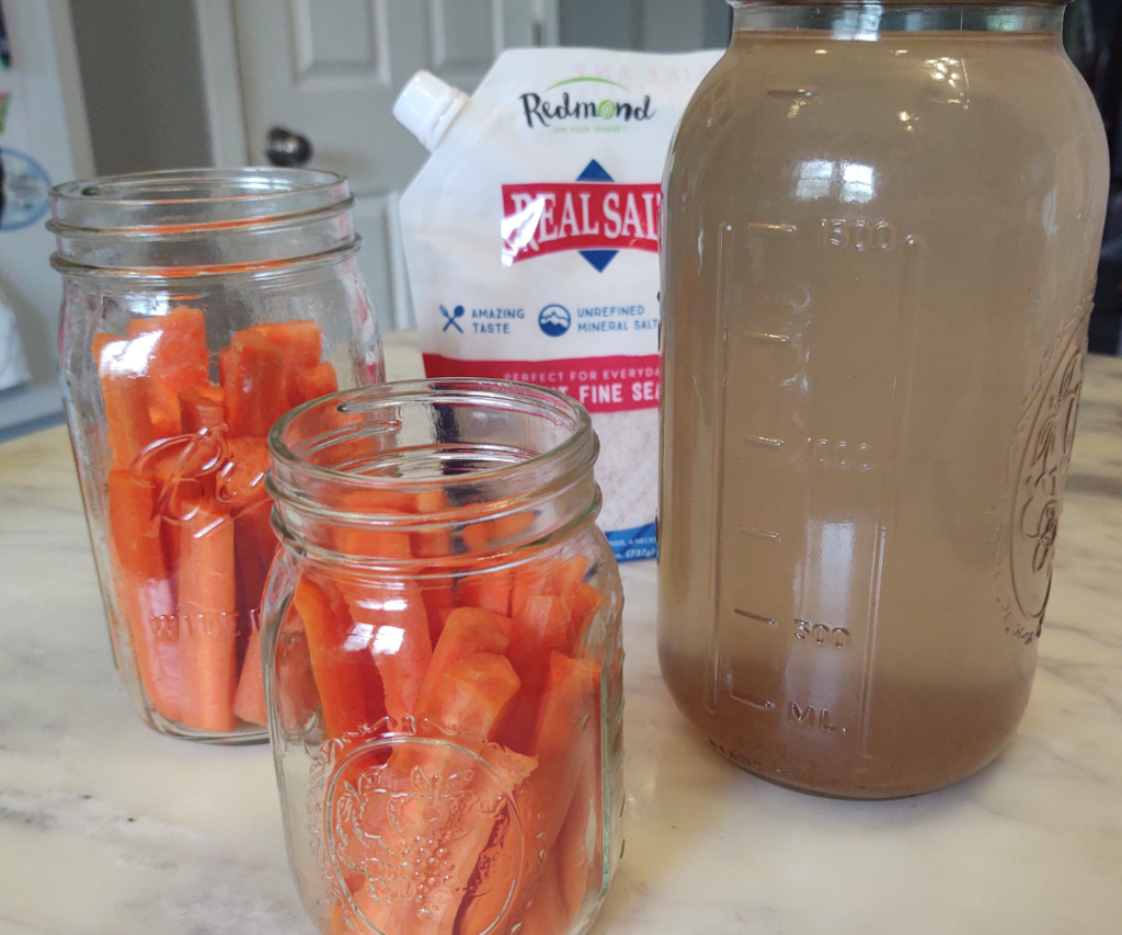 carrots in jar and salted water