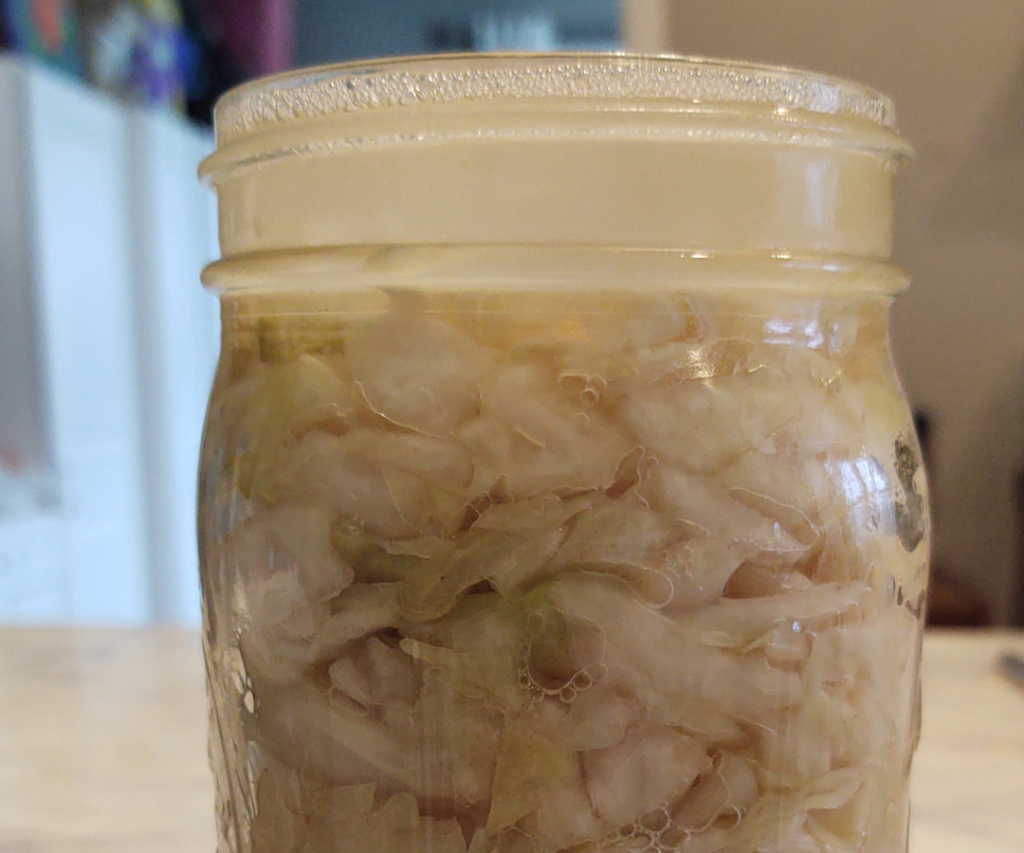 fermenting cabbage bubbles
