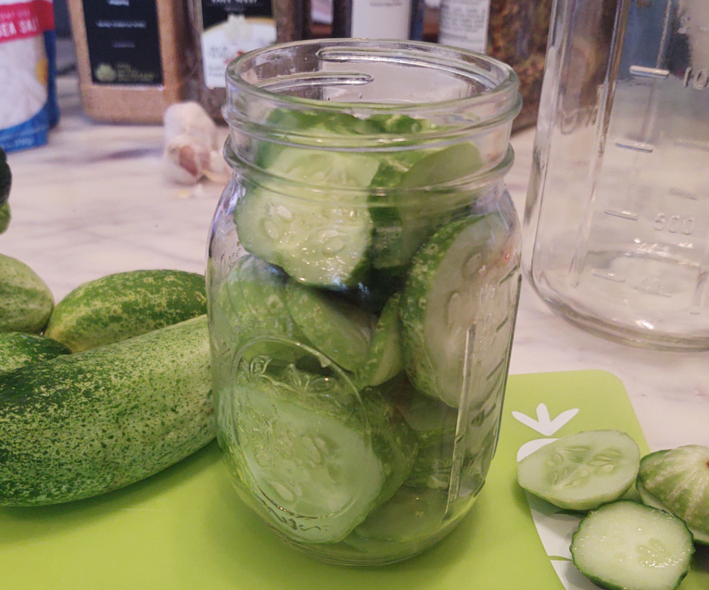 cucumbers in jar