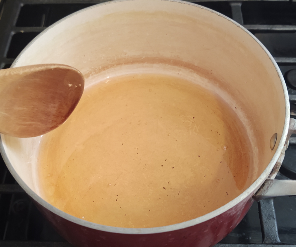 honey in heavy bottom pan