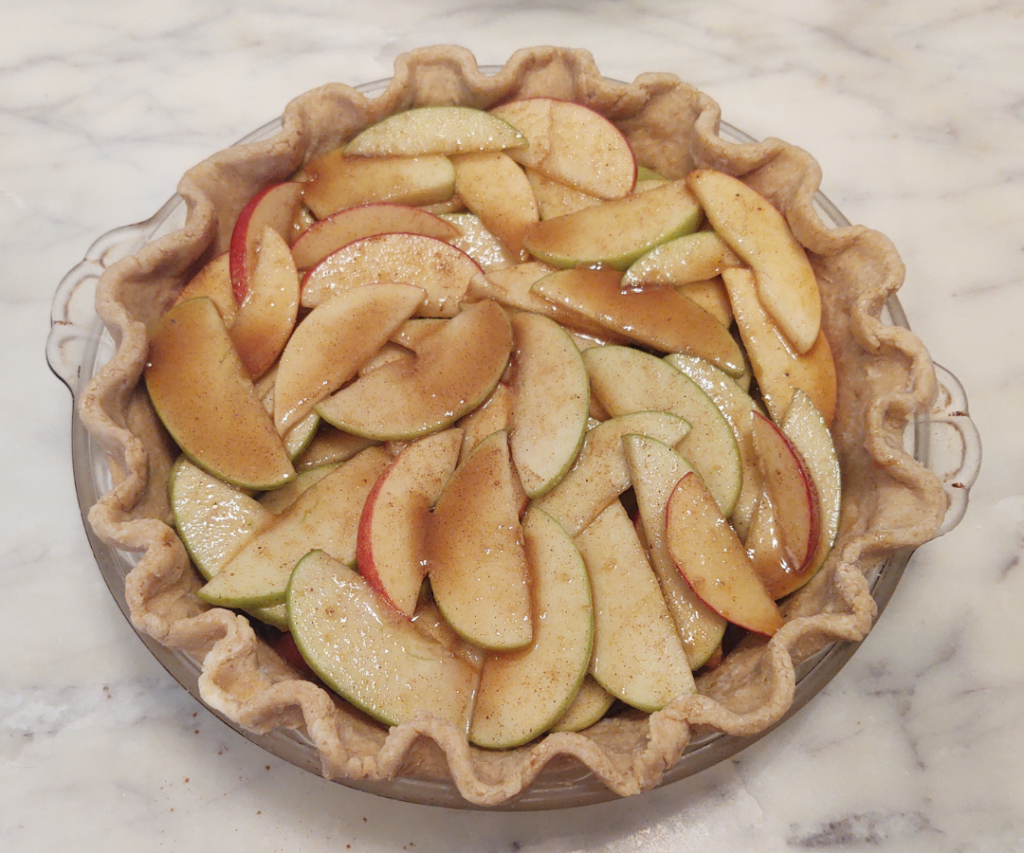 apple pie filling in the pie crust