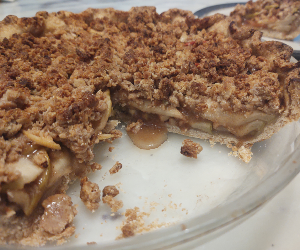 cut honey apple crisp pie