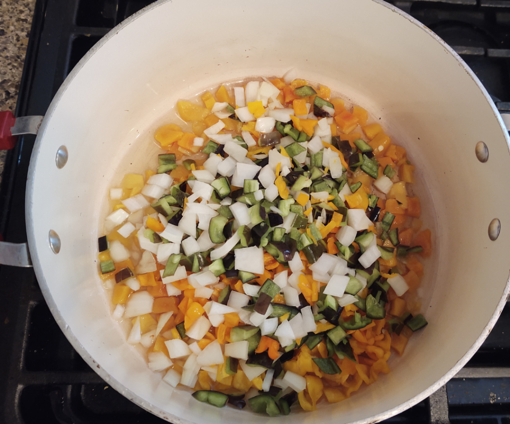 fruit and veges added to jelly mix